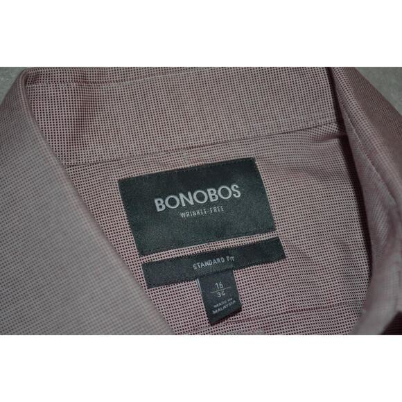 38302 Bonobos Dress Shirt Non-Iron Standard Fit Pink Plaid Mens Size Large - Picture 6 of 7